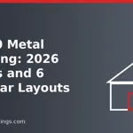 Graphic of a steel building outline with the words 30x60 Metal Building Prices and 6 Popular Layouts