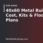 Graphic of a steel building outline with the words 40x60 Metal Building Cost Kits and Floor Plans