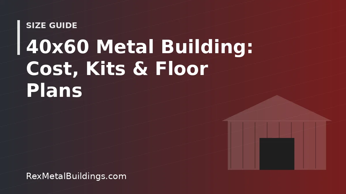 Graphic of a steel building outline with the words 40x60 Metal Building Cost Kits and Floor Plans