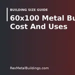 Graphic of a large steel building with the words 60x100 Metal Building Cost And Uses