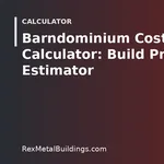 Graphic of a steel building outline with the words Barndominium Cost Calculator