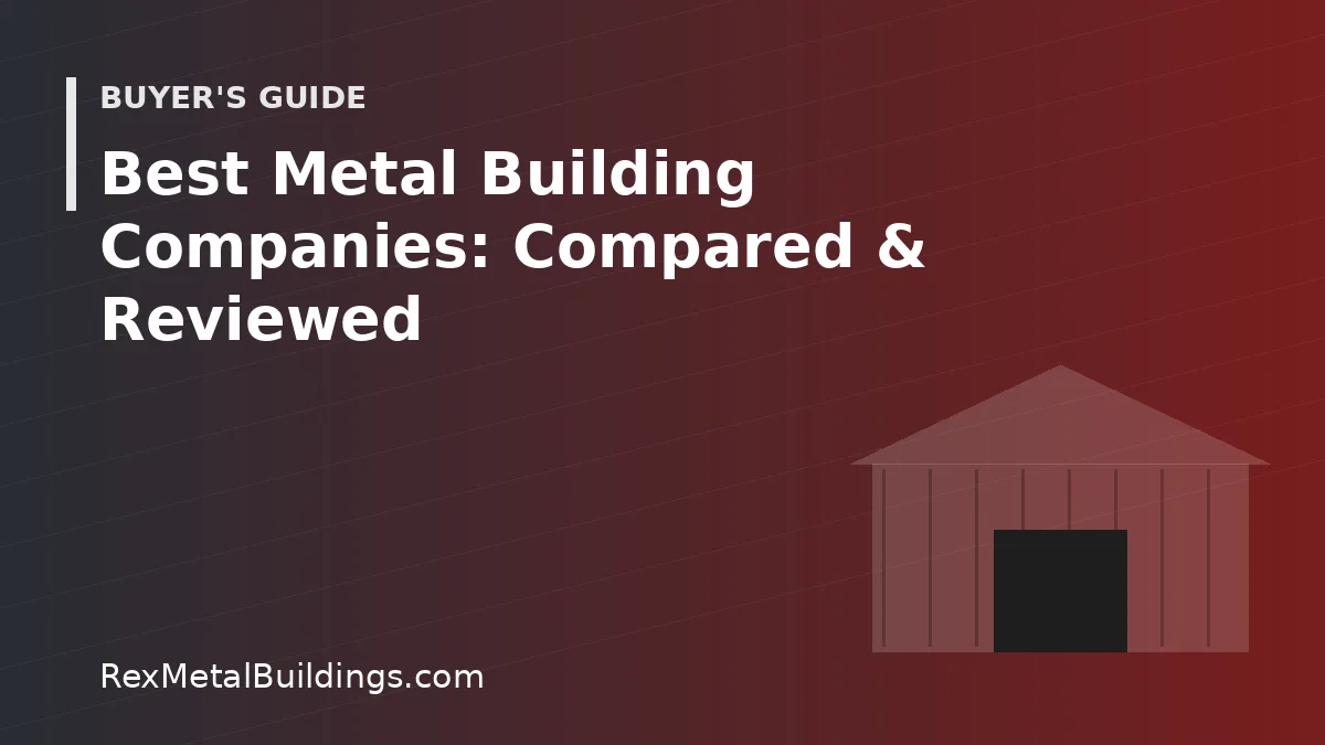 Graphic of a steel building outline with the words Best Metal Building Companies Compared and Reviewed