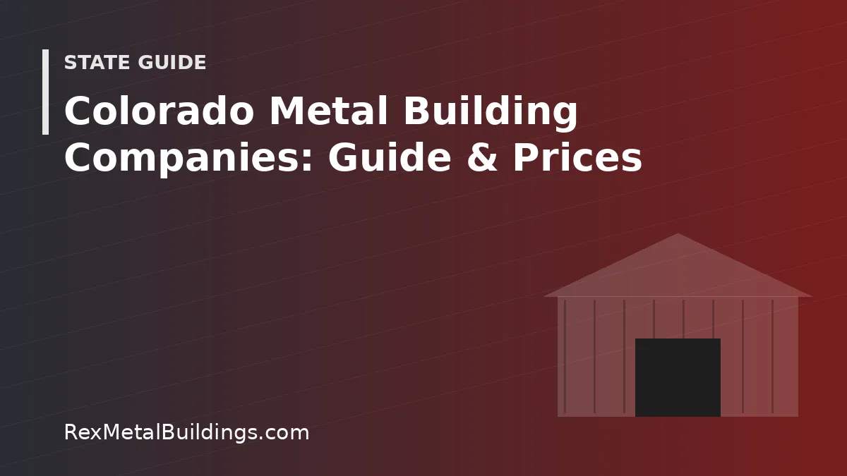 Graphic of a steel building outline with the words Colorado Metal Building Companies Guide and Prices