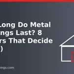 Graphic of a steel building outline with the words How Long Do Metal Buildings Last 8 Factors That Decide