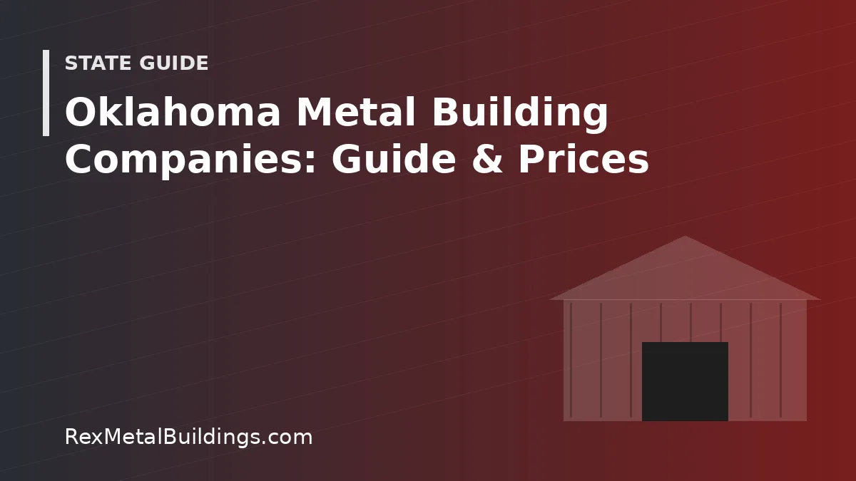 Graphic of a steel building outline with the words Oklahoma Metal Building Companies Guide and Prices
