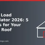 Graphic of a steel building outline with the words Snow Load Calculator 5 Inputs for Your Metal Roof